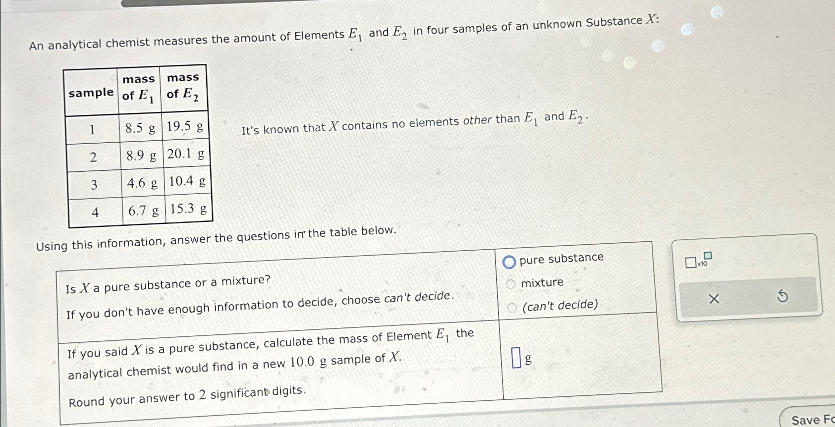 Solved An analytical chemist measures the amount of Elements | Chegg.com