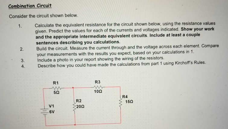 Solved Combination Circuit Consider The Circuit Shown Below. | Chegg.com