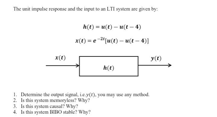 Solved The unit impulse response and the input to an LTI | Chegg.com