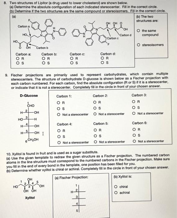 Solved 7. Determine The Absolute Configuration For Each Of | Chegg.com