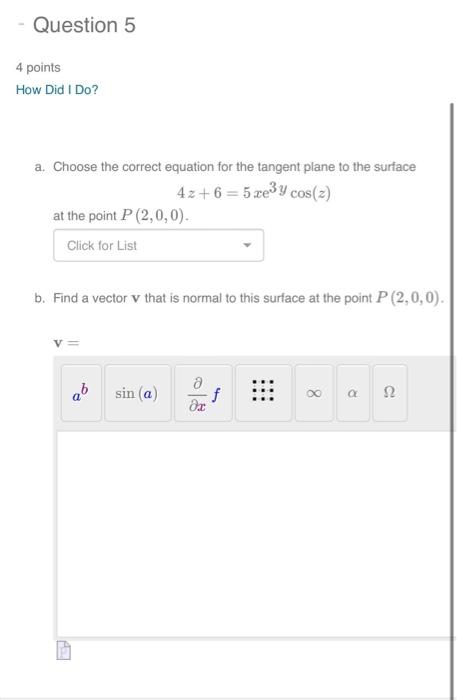 Solved Question 5 4 points How Did I Do? a. Choose the | Chegg.com