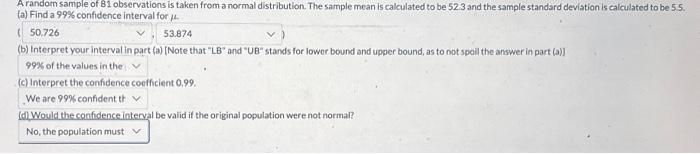 Solved A random sample of 81 observations is taken from a | Chegg.com
