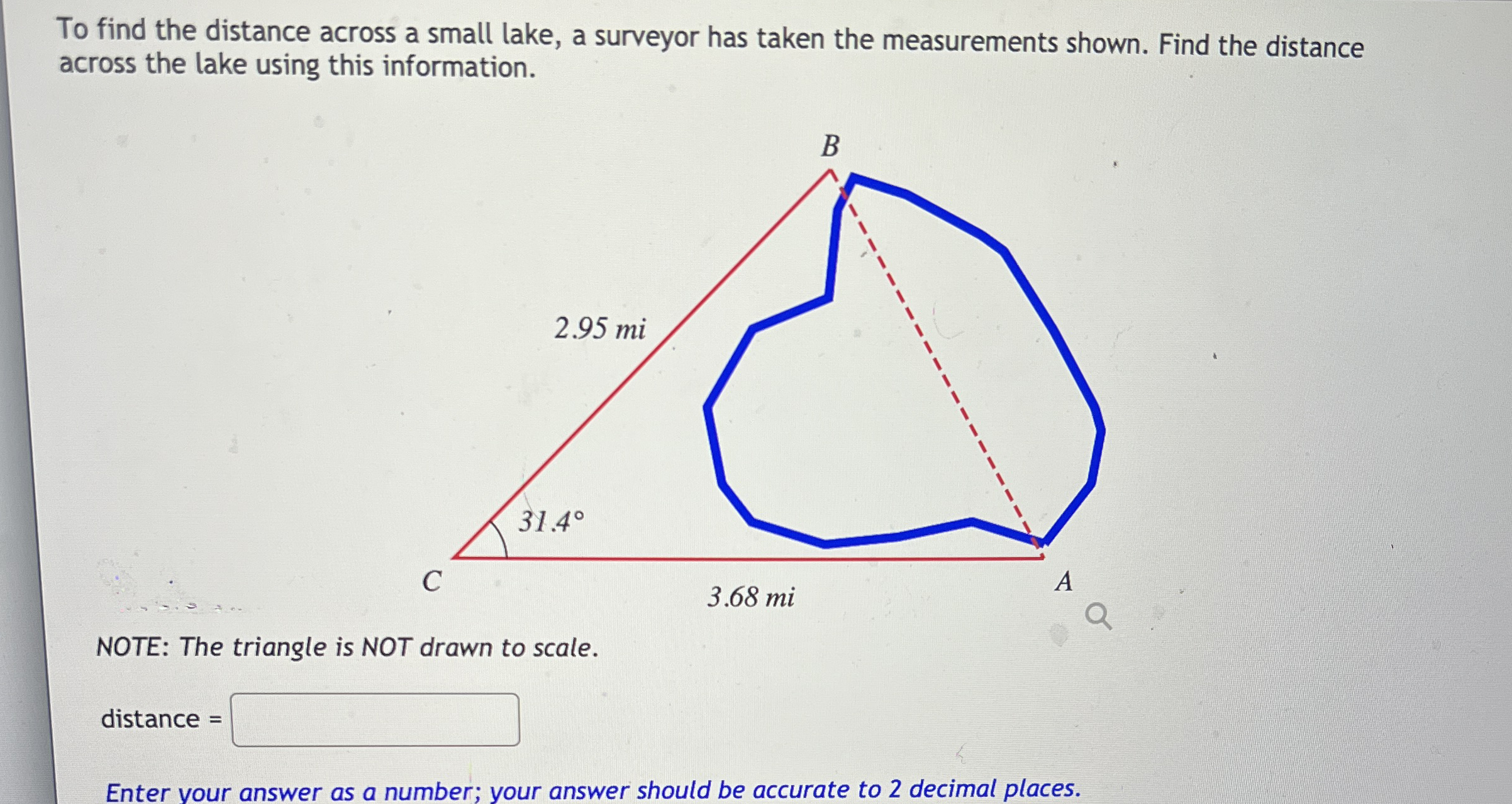 Solved by an EXPERT To find the distance across a small lake, a ...