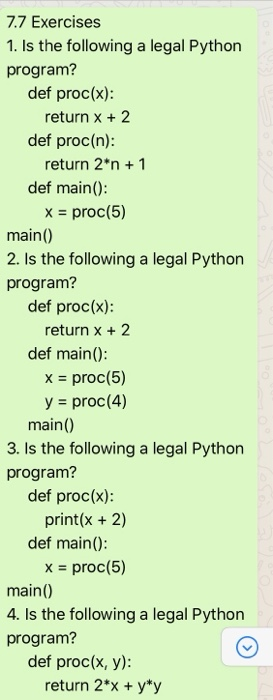 Solved print(proc(5, 4)) main() 5. Is the following a legal | Chegg.com