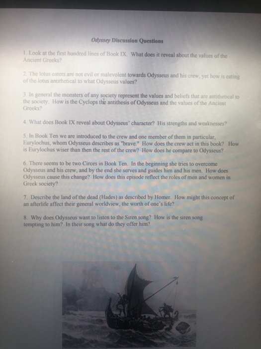 Solved Odyssey Discussion Questions 1. Look at the first | Chegg.com