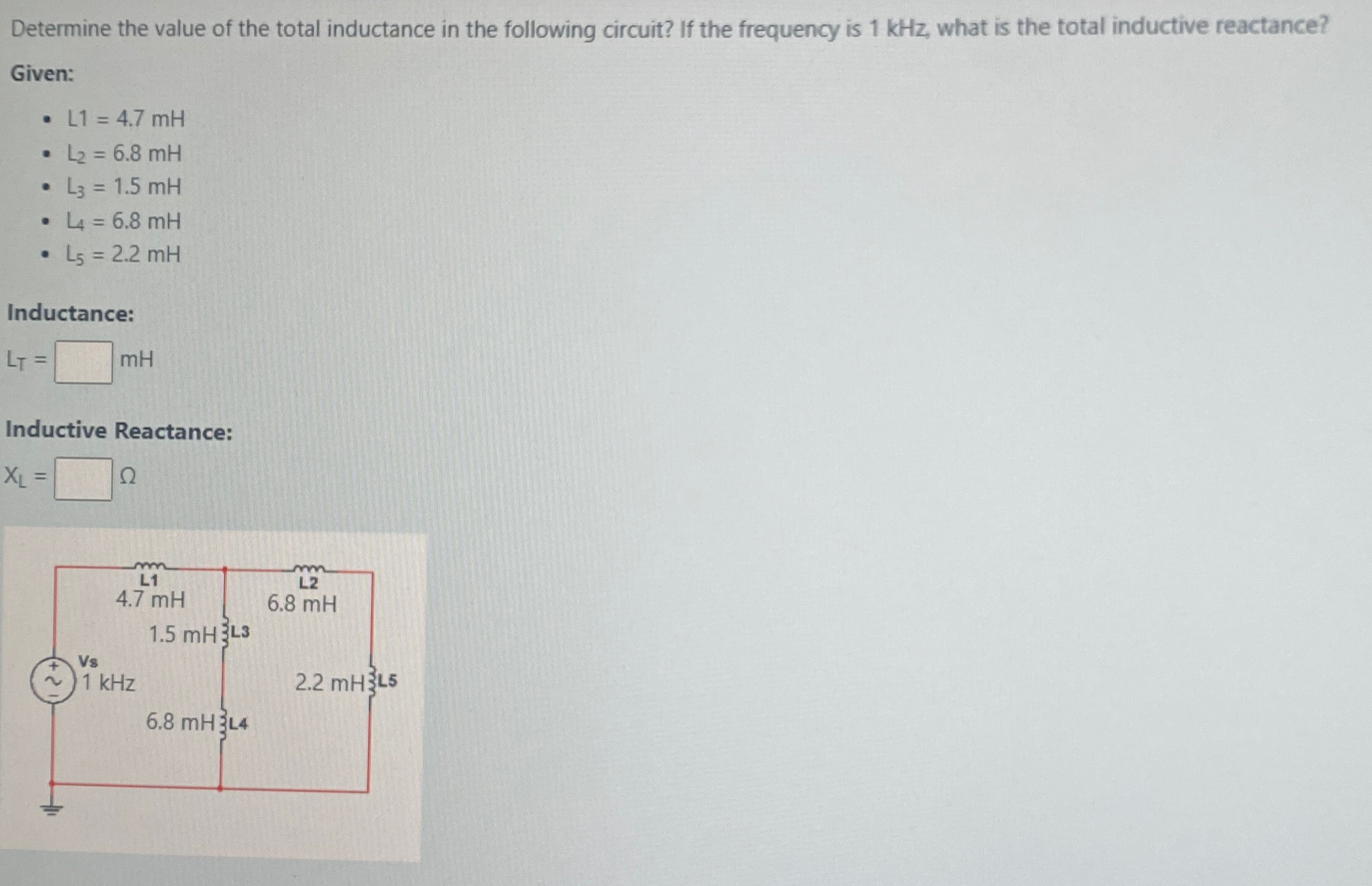 Solved Determine the value of the total inductance in the | Chegg.com