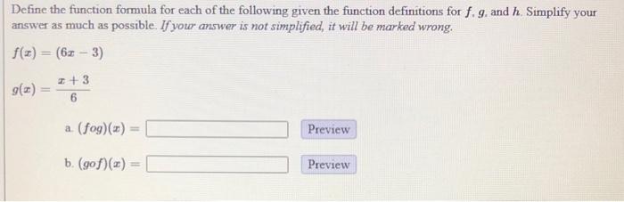 Solved Define the function formula for each of the following | Chegg.com