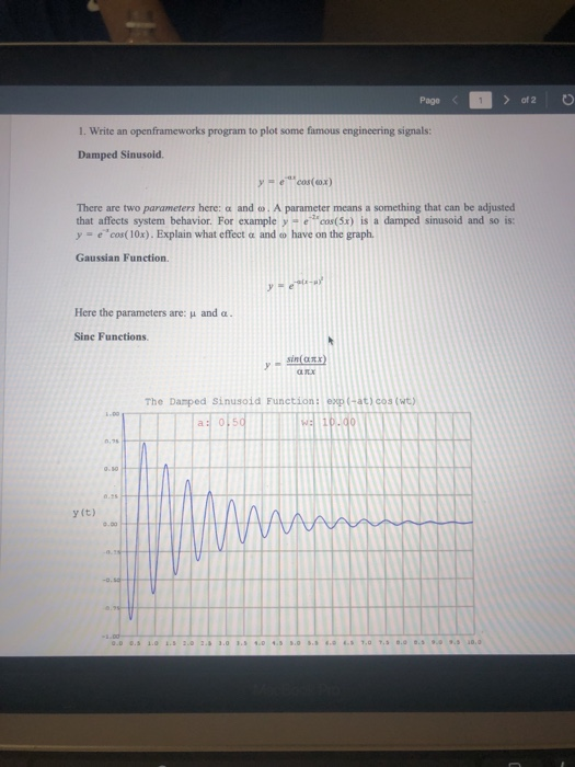 (Solved) : 2 Page 1 Write Openframeworks Program Plot Famous ...