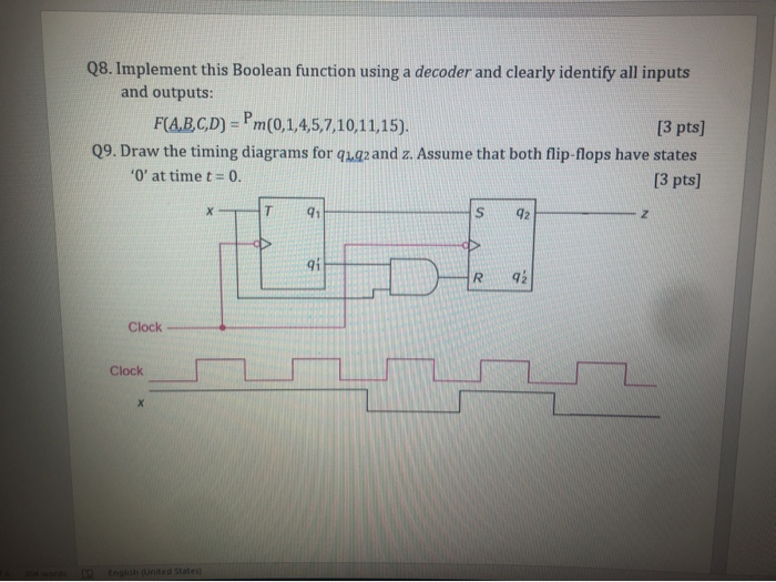 Solved Q8. Implement this Boolean function using a decoder | Chegg.com