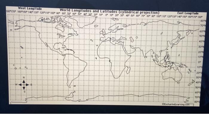 Solved Answer All Parts To Question On Map A.Using The World | Chegg.com