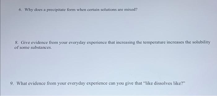 Solved Post-Lab Questions: Precipitation Reactions 1. Draw | Chegg.com