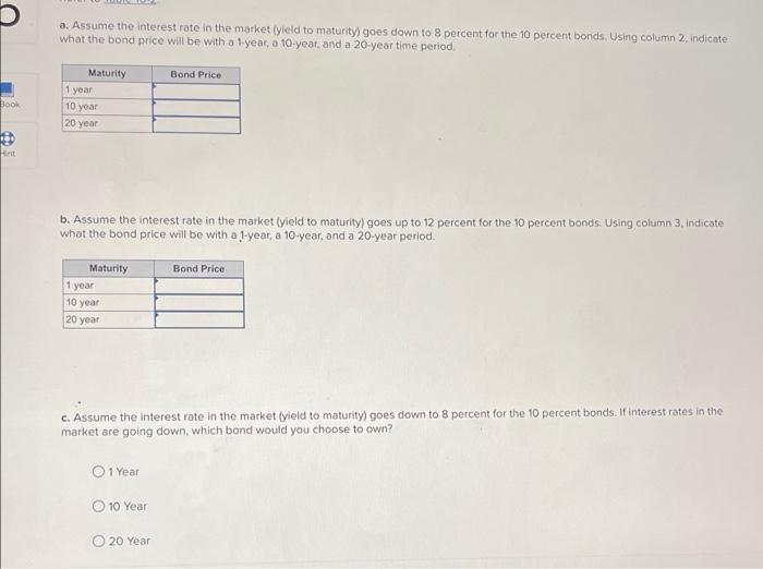 Solved a. Assume the interest rate in the market (yield to