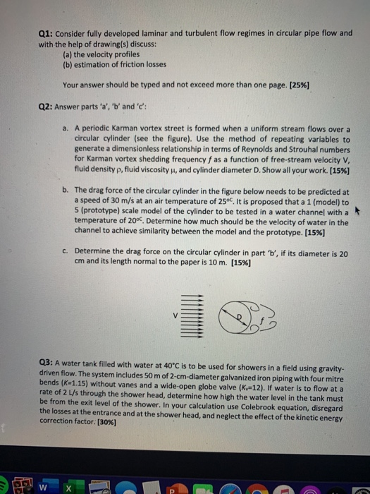 Solved Q1: Consider fully developed laminar and turbulent | Chegg.com