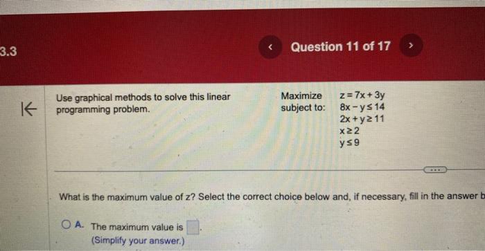 Solved Question 7 What is the maximum value of z ? Select | Chegg.com