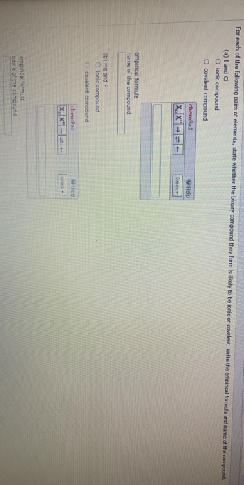 Solved For each of the following pairs of elements, state | Chegg.com