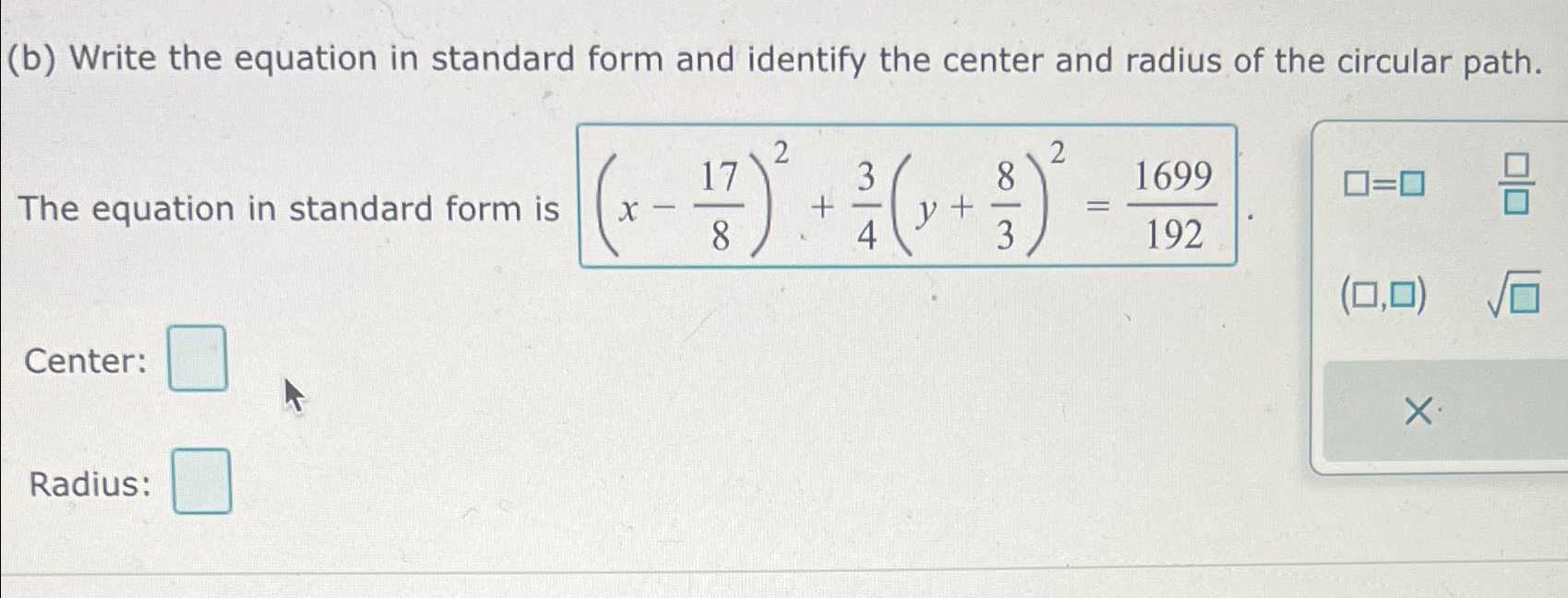 Solved Write the equation in standard form and identify the | Chegg.com