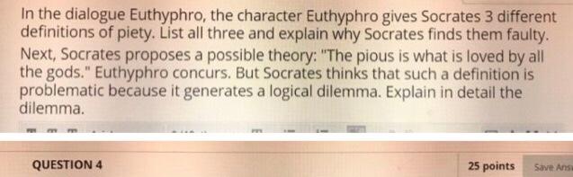 In The Dialogue Euthyphro The Character Euthyphro Chegg Com