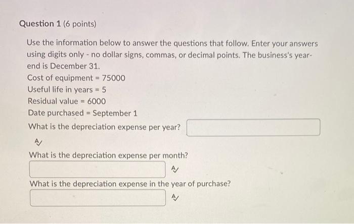 Solved Question 1 (6 points) Use the information below to | Chegg.com