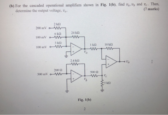 Solved (b) For The Cascaded Operational Amplifiers Shown In | Chegg.com