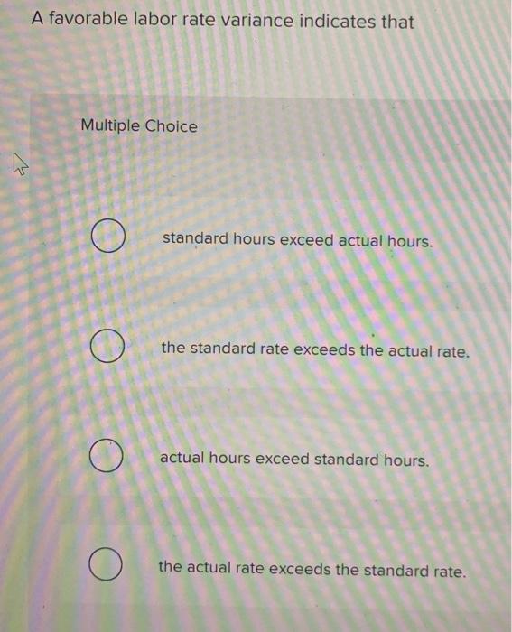 Solved A favorable labor rate variance indicates that