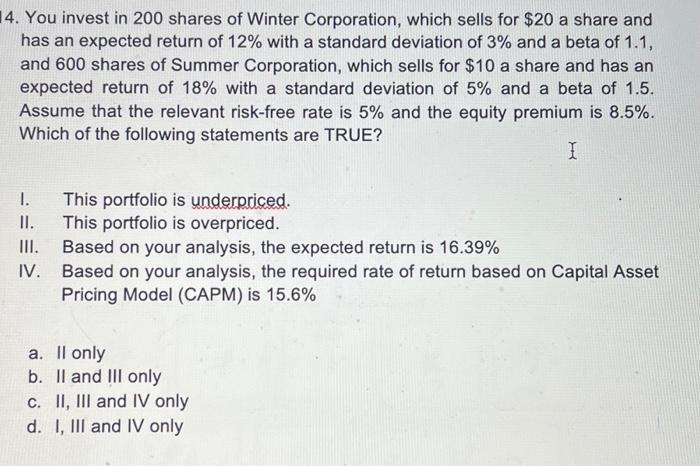 4. You invest in 200 shares of Winter Corporation, | Chegg.com