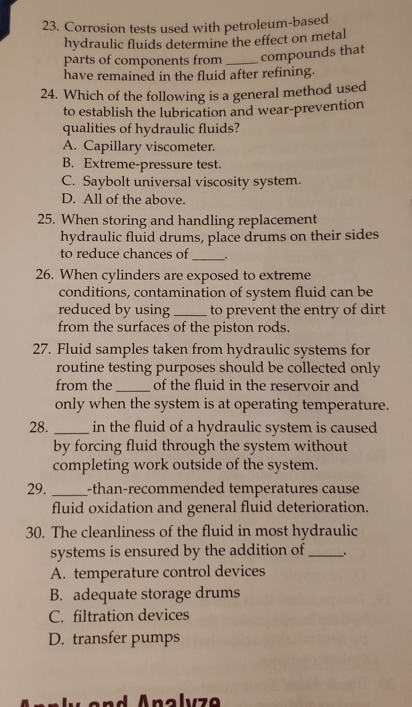Solved 23. ﻿Corrosion tests used with petroleum-based | Chegg.com