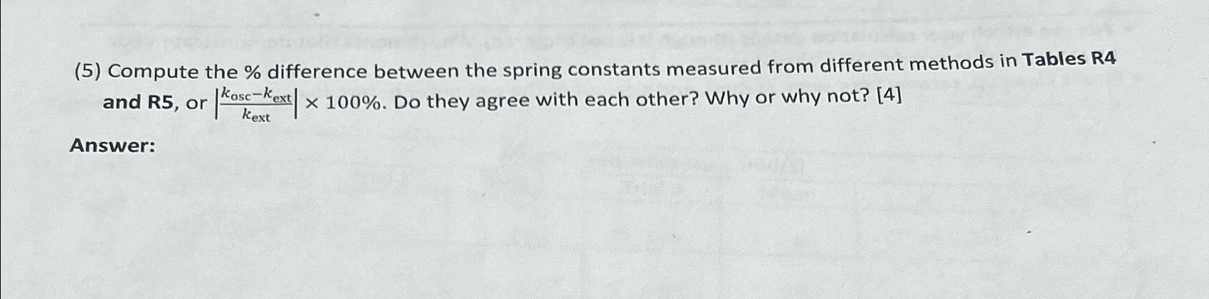 (5) ﻿Compute the % ﻿difference between the spring | Chegg.com