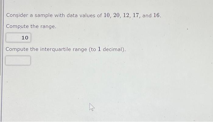 Solved Consider a sample with data values of 10, 20, 12, 17, | Chegg.com