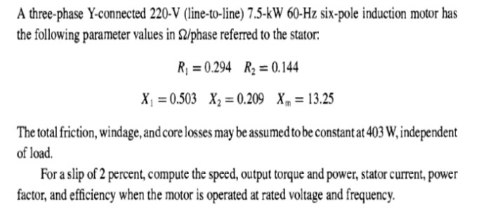 Solved 7-2. A 220-V, three-phase, six-pole, 50 Hz induction