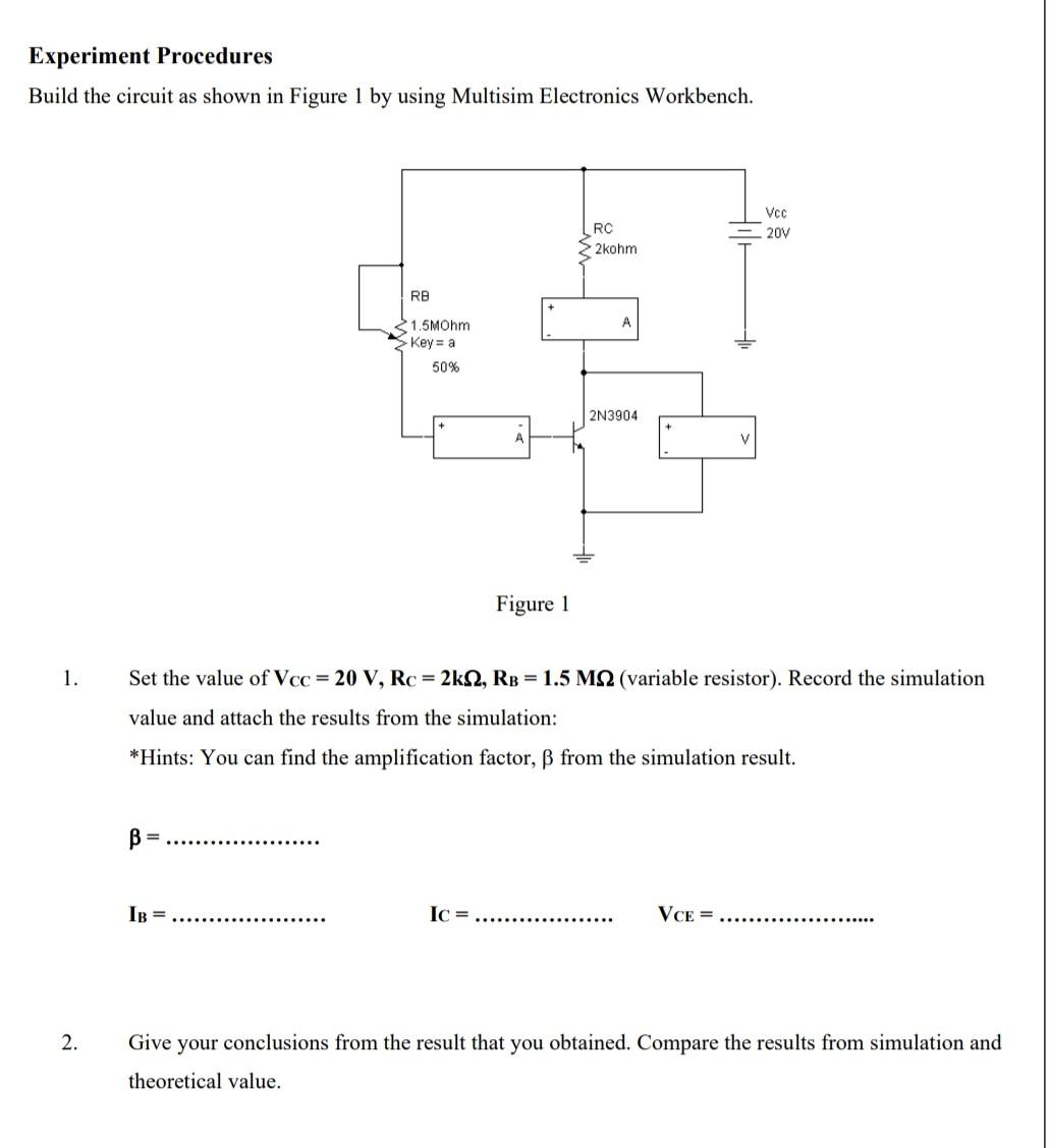 Solved Experiment Procedures Build The Circuit As Shown In | Chegg.com