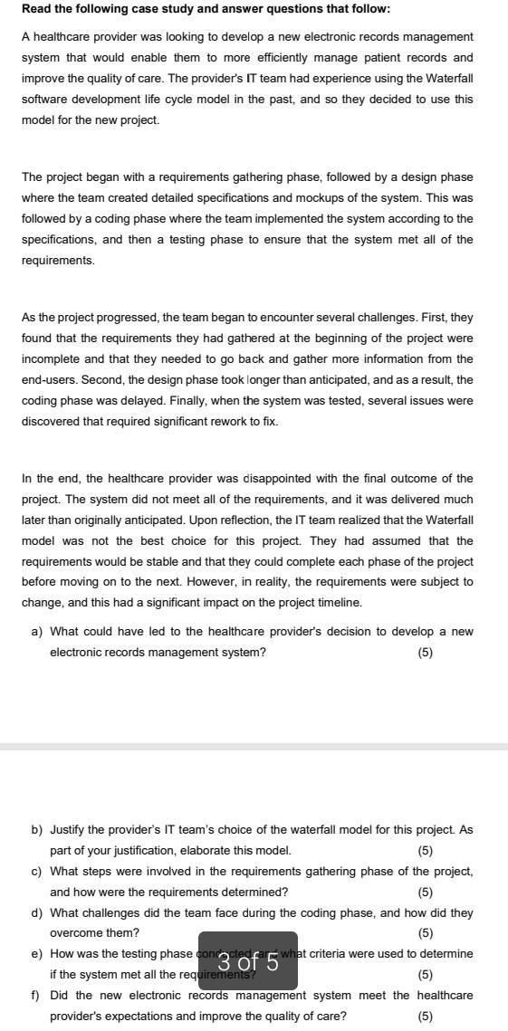 Solved Read the following case study and answer questions | Chegg.com