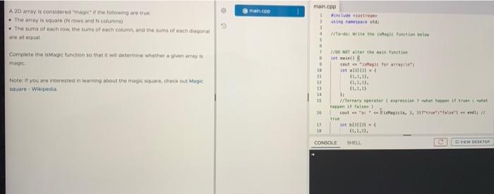 Solved mance main.cpp 1 Hinweise A 3D ay is considered | Chegg.com