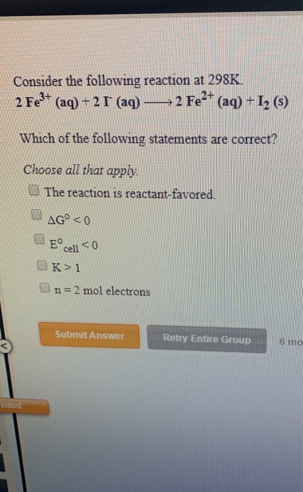 Solved Consider The Following Reaction At 298k 2 Cu Aq