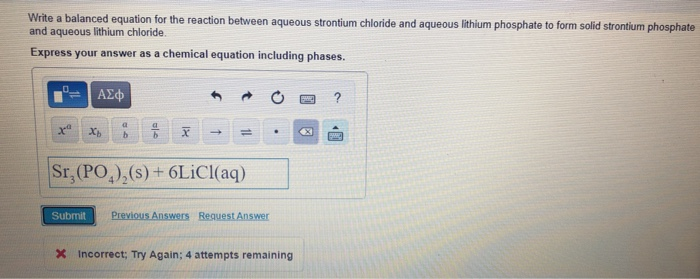 Solved Write a balanced equation for the reaction between | Chegg.com
