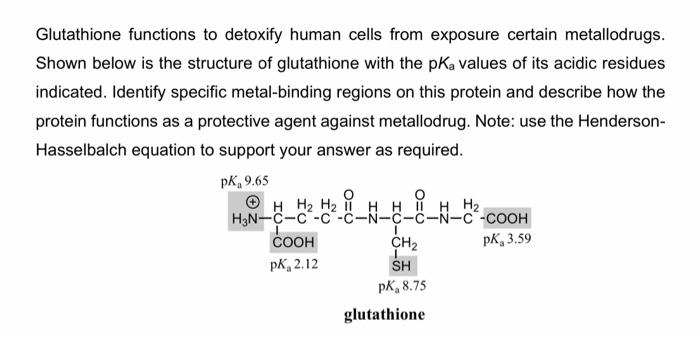 Solved Glutathione functions to detoxify human cells from