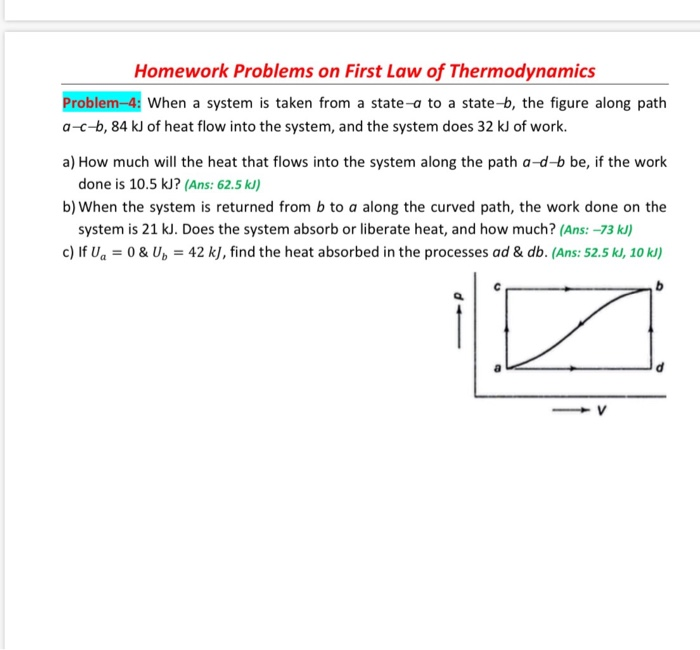 Solved Homework Problems on First Law of Thermodynamics | Chegg.com