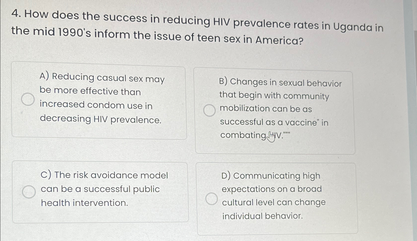 Solved How does the success in reducing HIV prevalence rates | Chegg.com