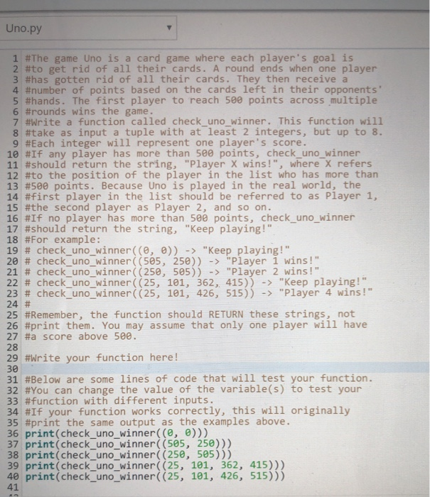 Solved Uno.py 1 #The game Uno is a card game where each | Chegg.com