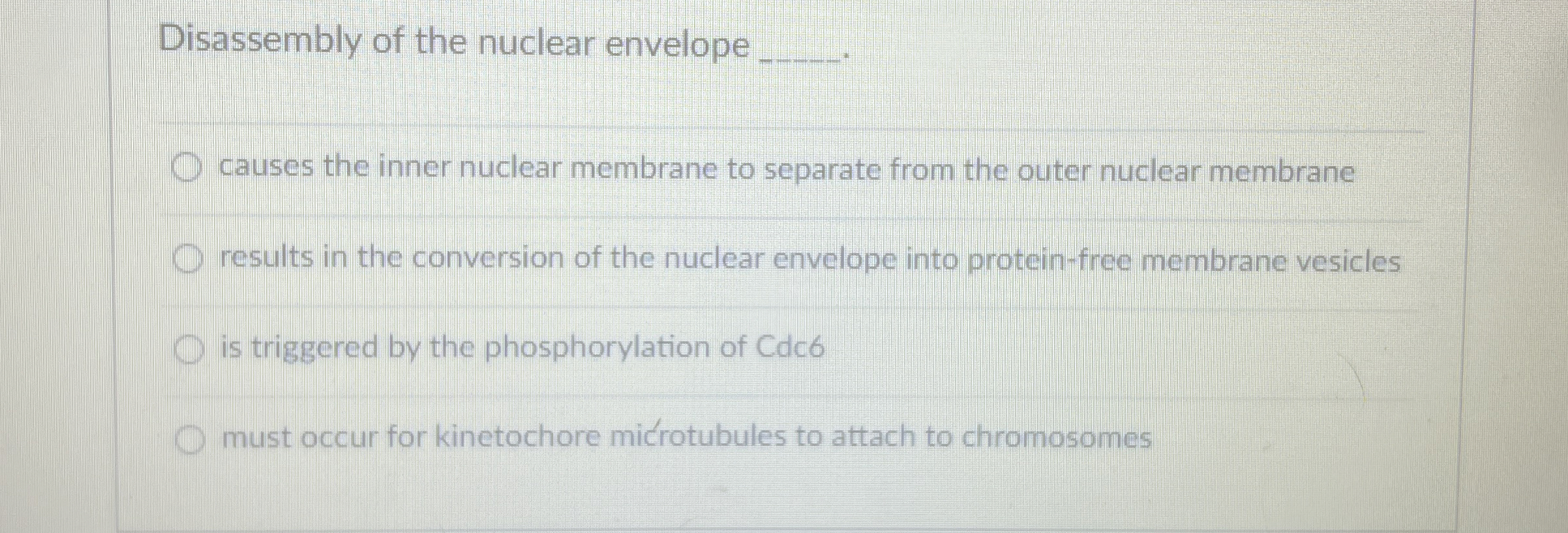 Solved isassembly of the nuclear envelope q, -causes the | Chegg.com