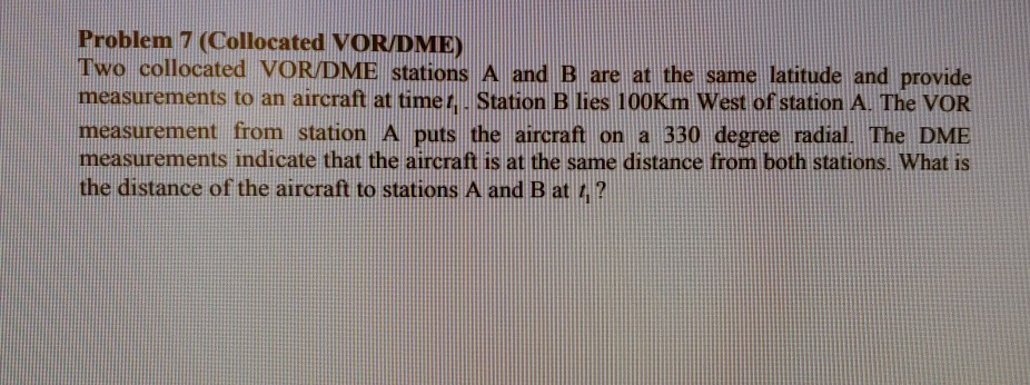 Solved Problem 7 (Collocated VOR/DME) Two collocated VORDME | Chegg.com