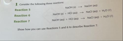 Solved 1 ﻿Consider the following three reactions:Reaction | Chegg.com