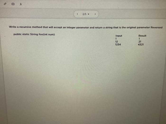 Solved write a resursive method that will accept an integer | Chegg.com