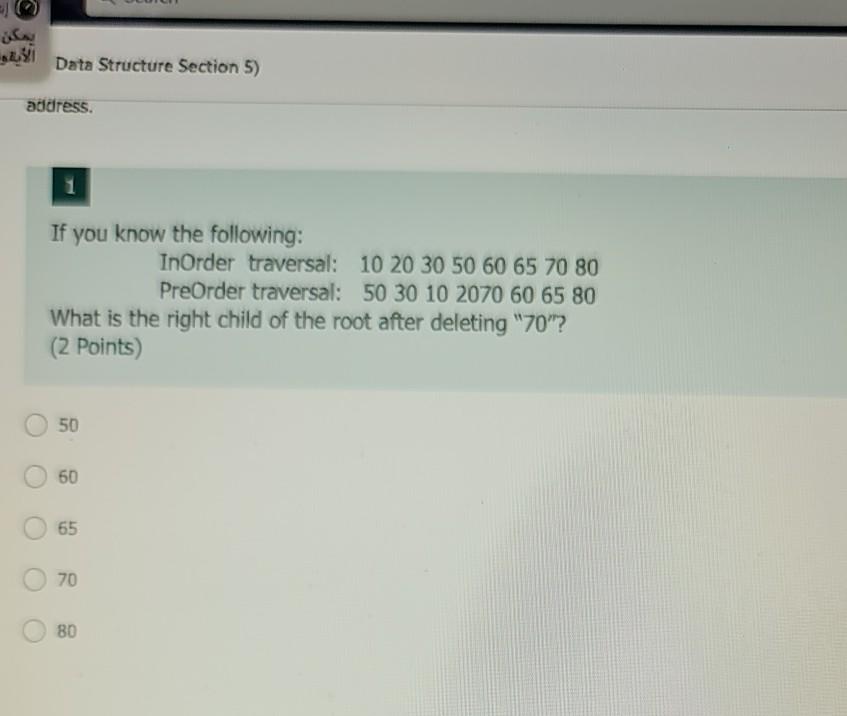 Solved يمكن الأيام Data Structure Section 5) address. If you | Chegg.com