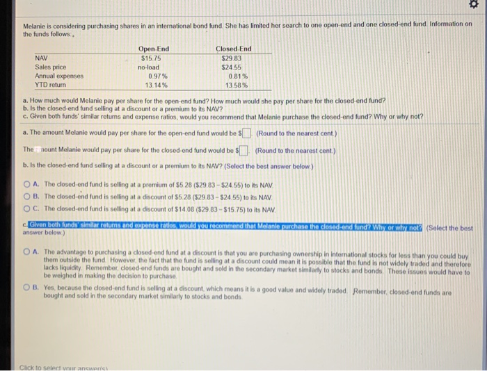 Solved Melanie is considering purchasing shares in an