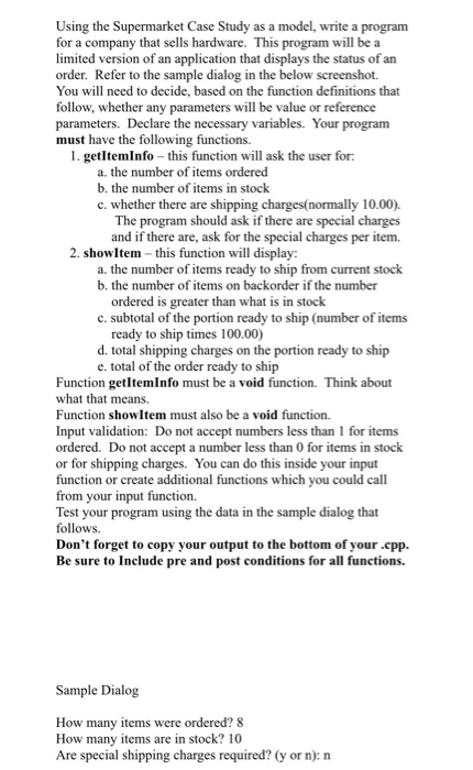 Solved Using the Supermarket Case Study as a model, write a | Chegg.com