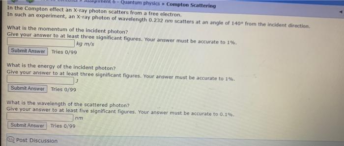 Solved In the Compton effect an X-ray photon scatters from a | Chegg.com