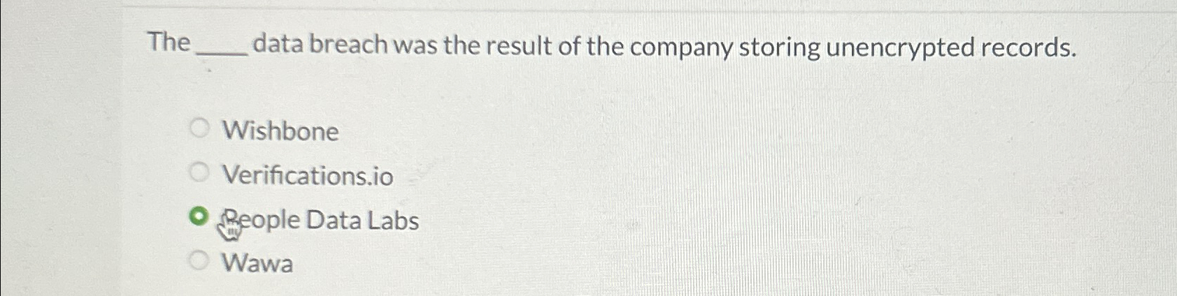 Solved The data breach was the result of the company storing | Chegg.com