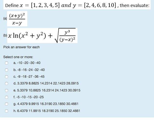 Solved Define X 1 2 3 4 5 And Y 2 4 6 8 10 Then Chegg Com