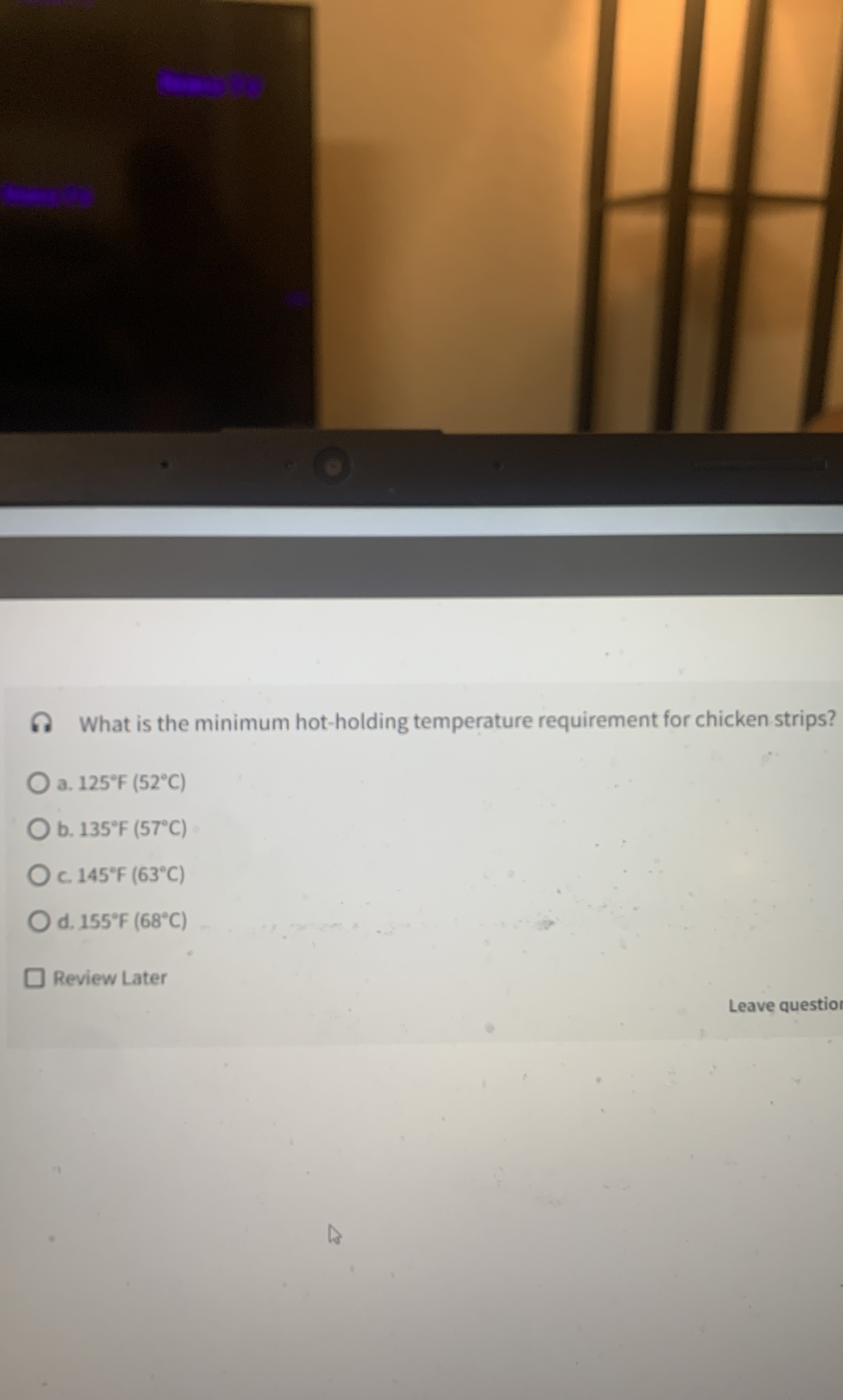 Solved (What is the minimum hot-holding temperature | Chegg.com