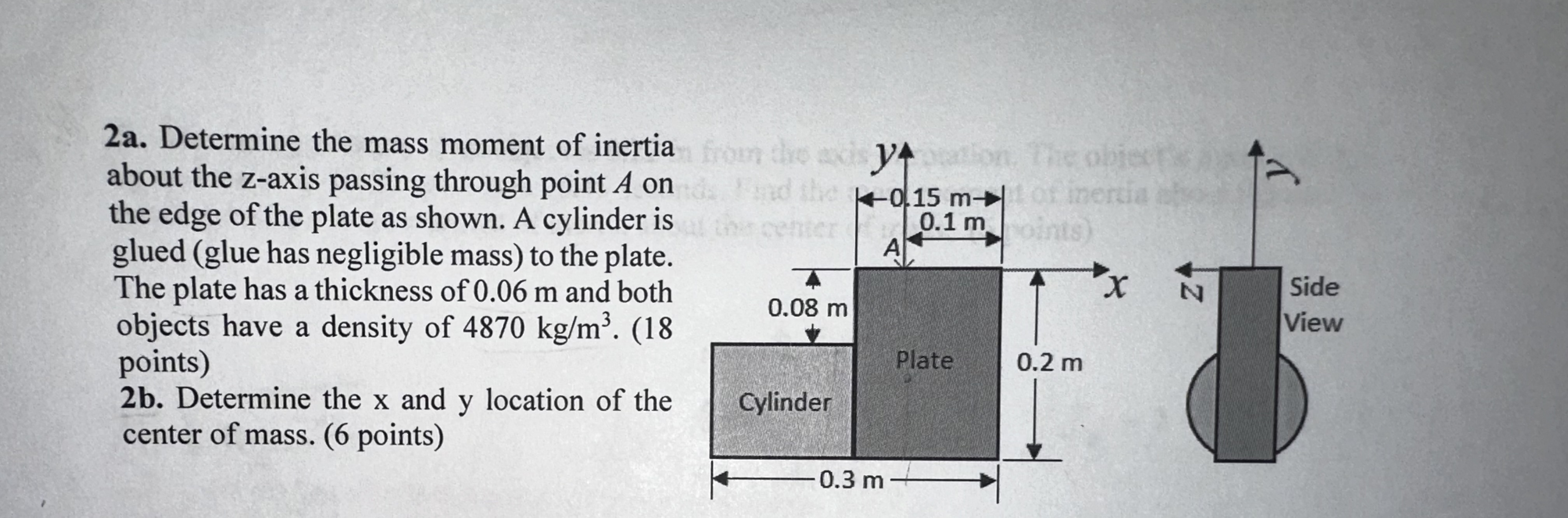 Solved 2a. ﻿Determine the mass moment of inertia about the | Chegg.com